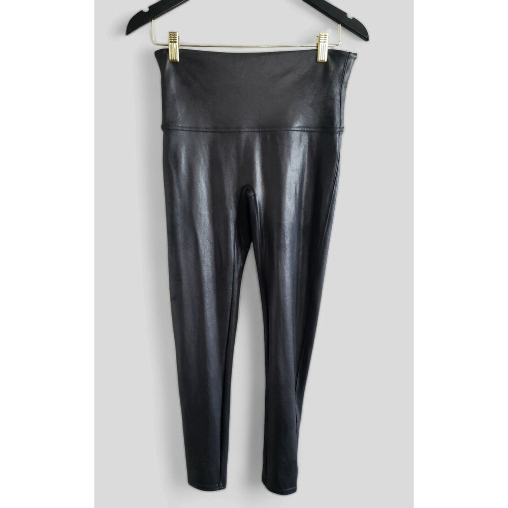 SPANX Leggings Womens Size XL Black Faux Leather Pull-On